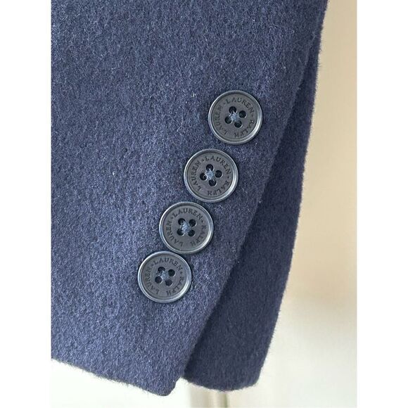 Lauren Ralph Lauren Trech Coat Virgin Wool Cashmere Blend  Navy Women's Large - Picture 9 of 9
